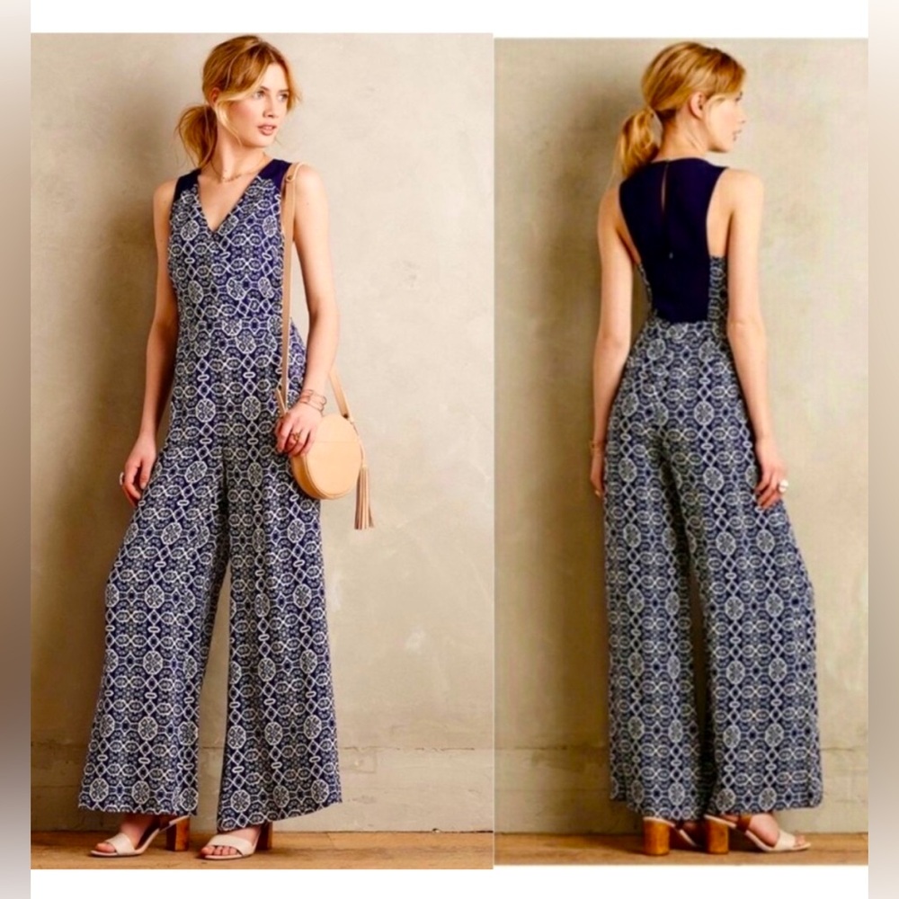 ANTHROPOLOGIE Elevenses Arabesque Jumpsuit Sz 6
